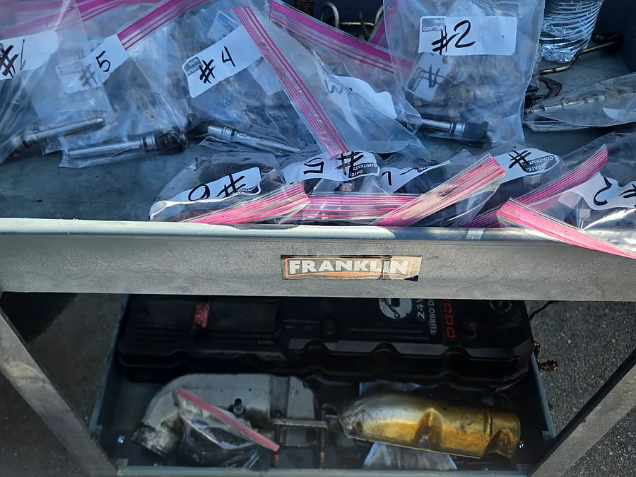 Removed hardware bagged and labeled during a teardown