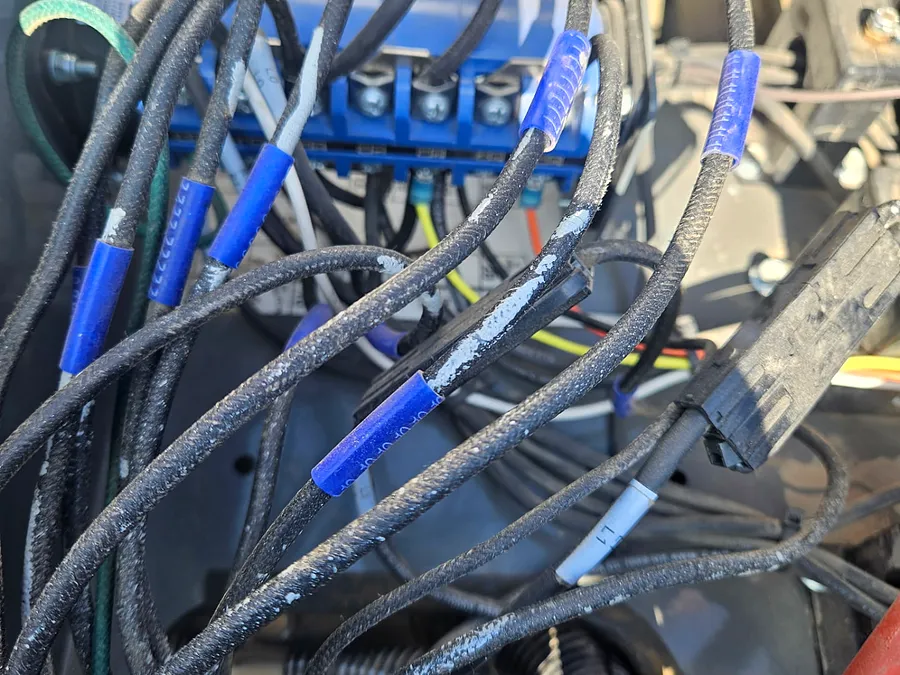 Wiring harness labeled before reassembly