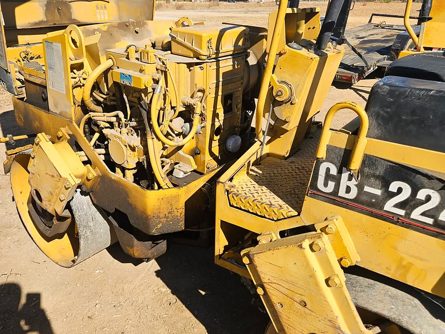 CAT roller staged at the yard for service
