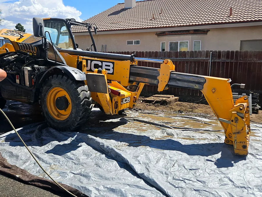 JCB telehandler boom reassembled after service