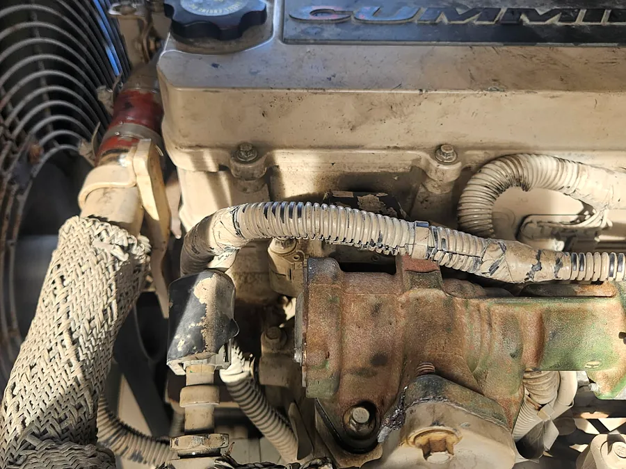 Diesel engine components inspected during a service call